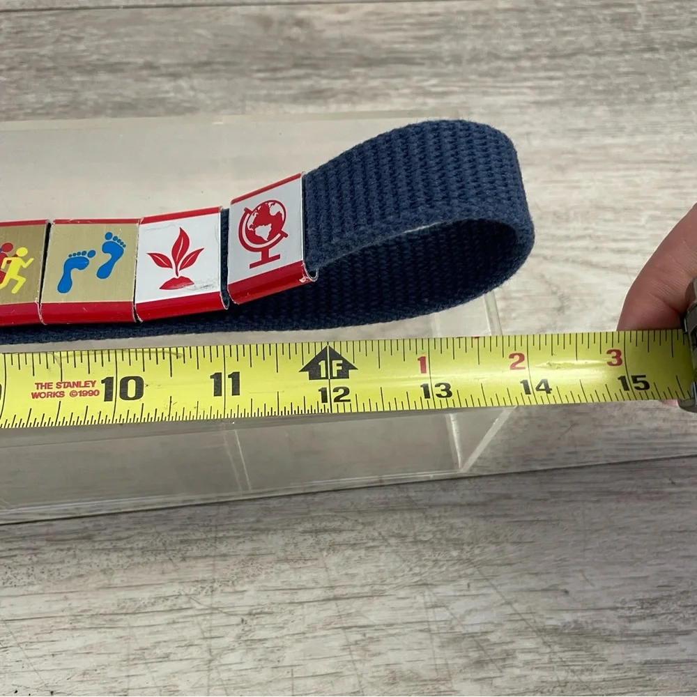 Boyscouts Blue Web Belt Size 28 with 9 Merit Metal Slides Sliders